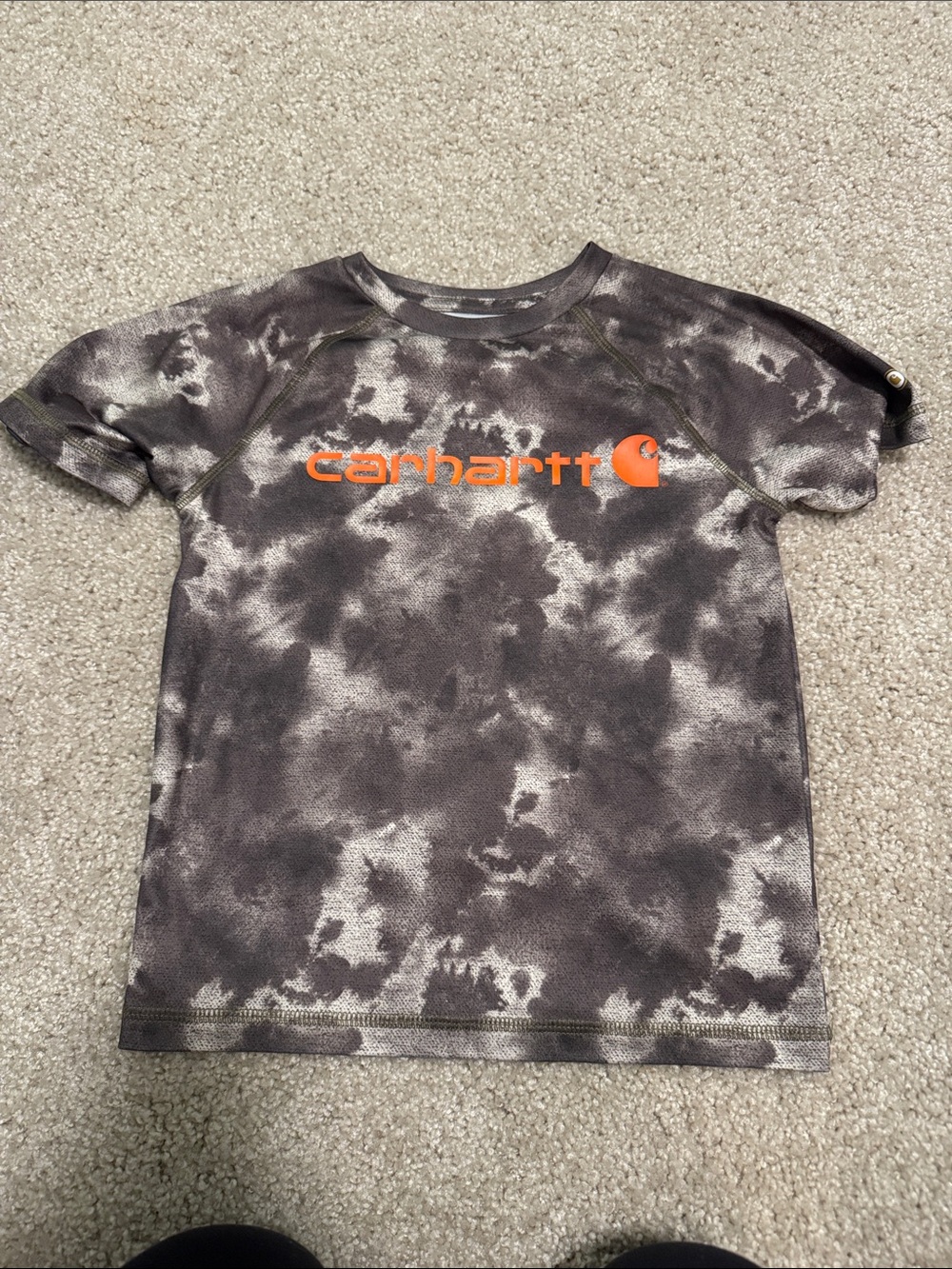 Carhartt Kids' Brown Camo Logo Tee - Orange Logo